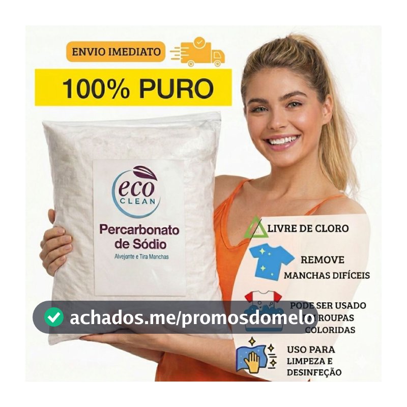 Percarbonato de Sódio Limpeza Em Geral Tira Manchas Roupas Brancas Desengordurante e Branqueador