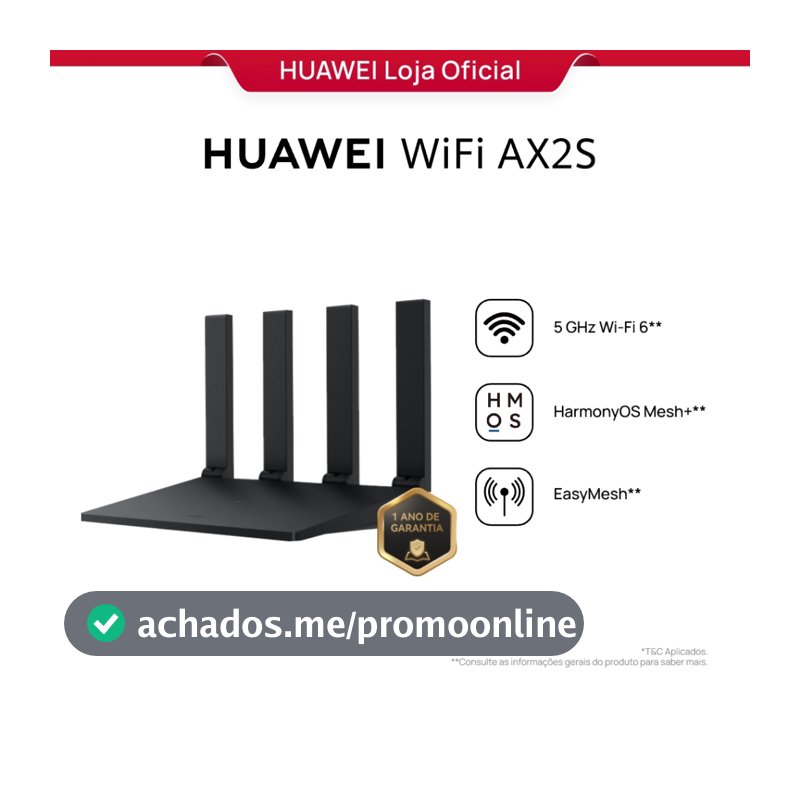 HUAWEI WiFi AX2S | Roteador | WS7000 V2 |  Dual Band | 4 Antenas | 5 GHz Wi-Fi 6