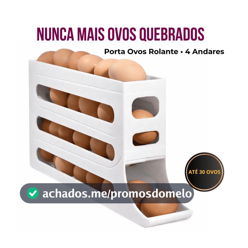 Porta Ovos Rolante 4 Andares para Geladeira – Organizador Dispenser até 30 Ovos