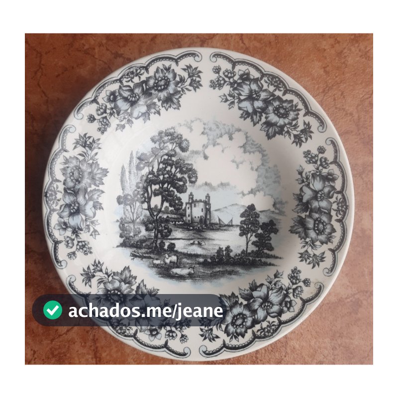 Prato decorativo de parede em porcelana antiga 22cm diâmetro prato fundo