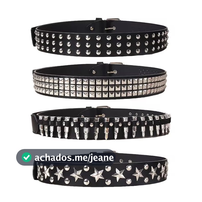 Cinto Unissex De Cintura Decorado Com Lantejoulas Prata Estilo Punk