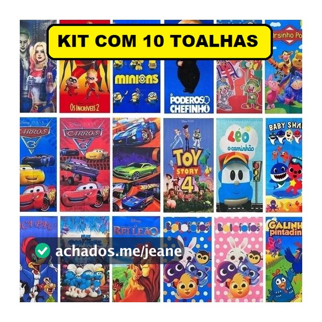 Kit Com 10 Toalhas De Boca E Rosto Infantil