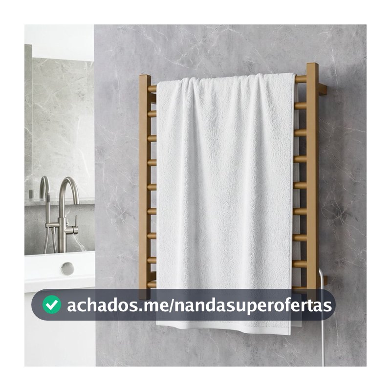 Toalheiro Elétrico Dourado Electrowood Duas Toalhas Não Enferruja Alumínio Alta Durabilidade Economia de Energia