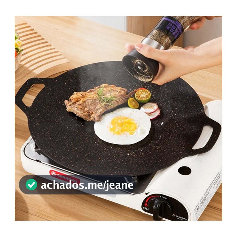 Churrasqueira Redonda Antiaderente Bandeja P/ Churrasco Adequada Fogões Doméstico WL-2607