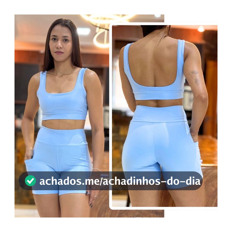 Conjunto de Academia Feminino Short com Bolso Zero Transparência e Cintura Alta + Top com Forro Duplo