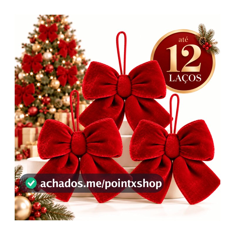 Laço Natalino Veludo Fofão Decoração de Árvore Natal Laços de Natal Presente - Decorativo