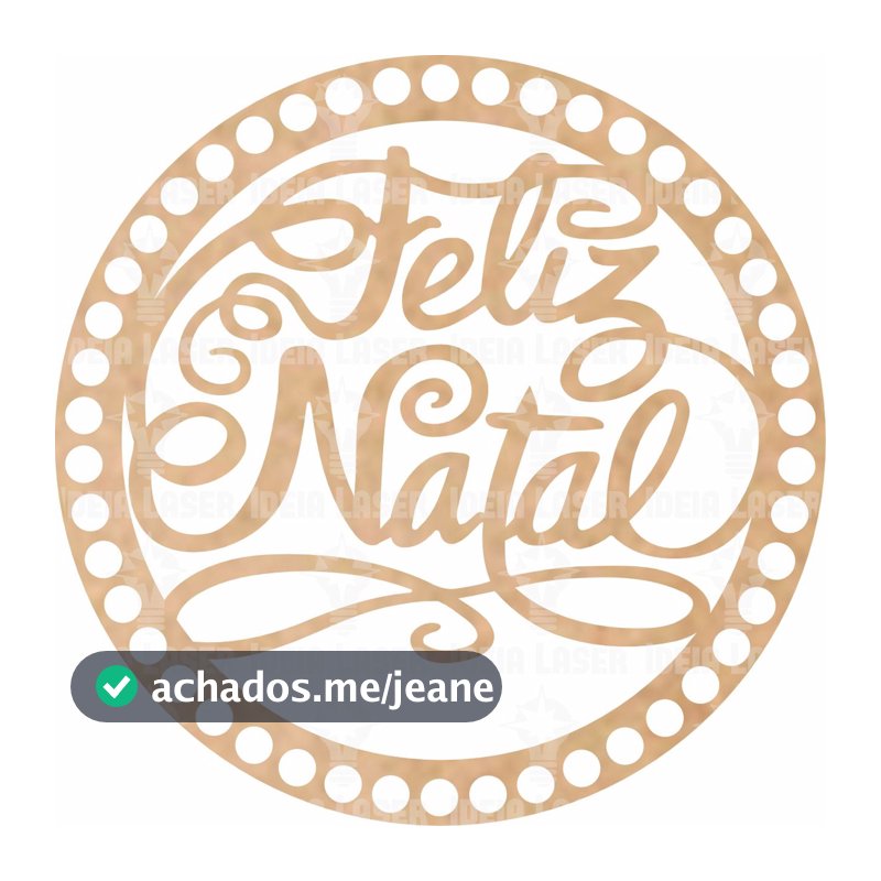Base MDF Fio de Malha Crochê Redonda Trabalhada Feliz Natal