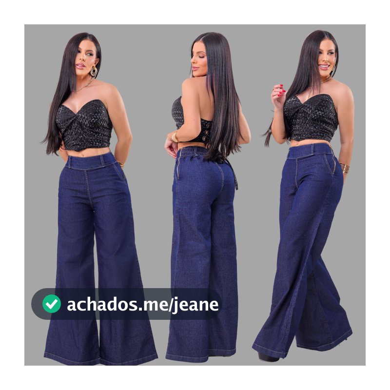 Calça Flare Feminina Widi Leg Jeans Escuro | Modelagem Confortável com Zíper Lateral e Cós Ajustável