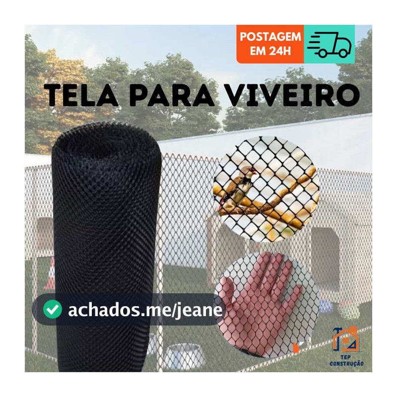 Tela Viveiro Plastica Multiuso Criação Aves Animais 6 metros de Comprimento