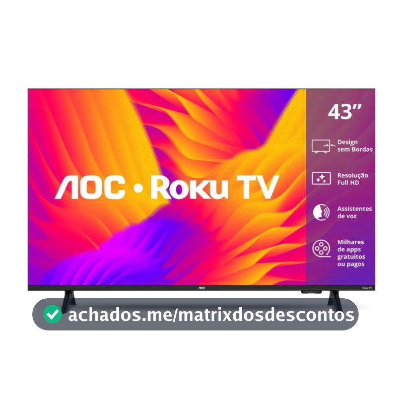 Smart TV AOC 43" Full HD 43S5155/78G Wi-Fi Roku TV com Dolby Audio