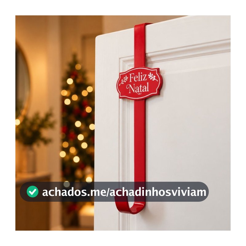 Suporte para Guirlanda Feliz Natal 36cm - Ideal para Porta de Entrada, Guirlanda e Decoração Natalina