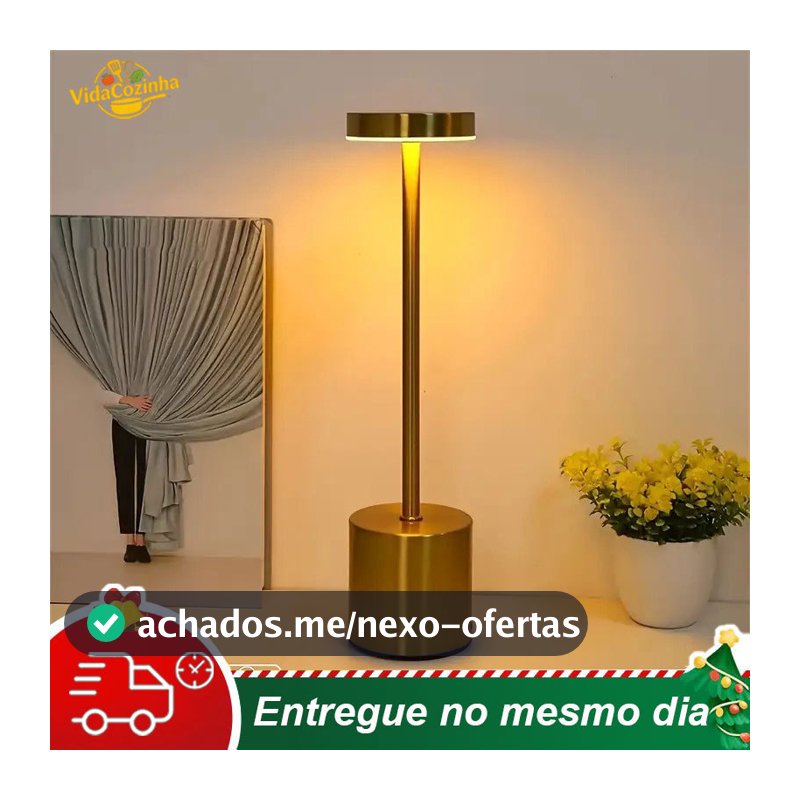 Luminária Abajur de Mesa Candeiro Dumbbell Touch de Quarto Luxuosa 3 Tons de Led