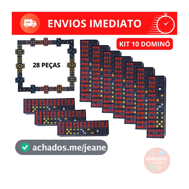 Kit 10 Jogos Dominó Plástico Educativo Presente Dia Das Crianças Prenda Escolas Brinquedo Infantil