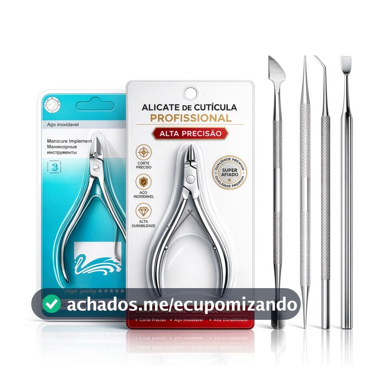 Kit Manicure 6 Peças Inox Alicate Corte Unha + Cutícula Espátula Palito Raspador Desencravador