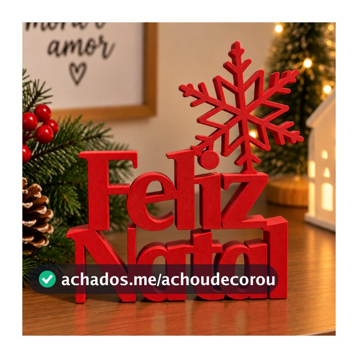 Letreiro Feliz Natal com Floco de Neve Decoração Natalina