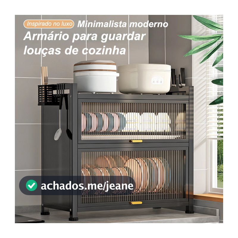 2 Camadas Escorredor De Louça 60cm Cozinha  Armário Com Portas De Vidro à Prova De Poeira
