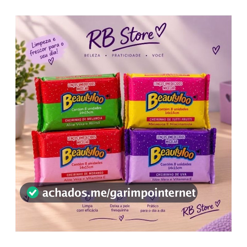 Mini lenços umedecidos micelar Beautyloo🍓🍉🍇