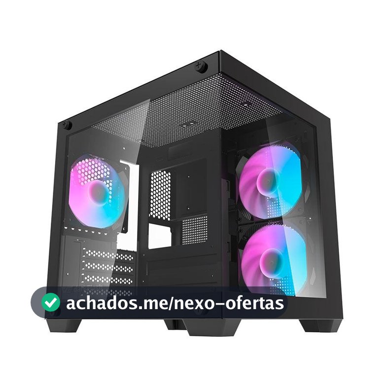 Gabinete Gamer Aigo Darkflash Durin D275M, Rainbow, Mid-Tower,L.Vidro, 3Fans, Preto, DC-D275M-B-BR2