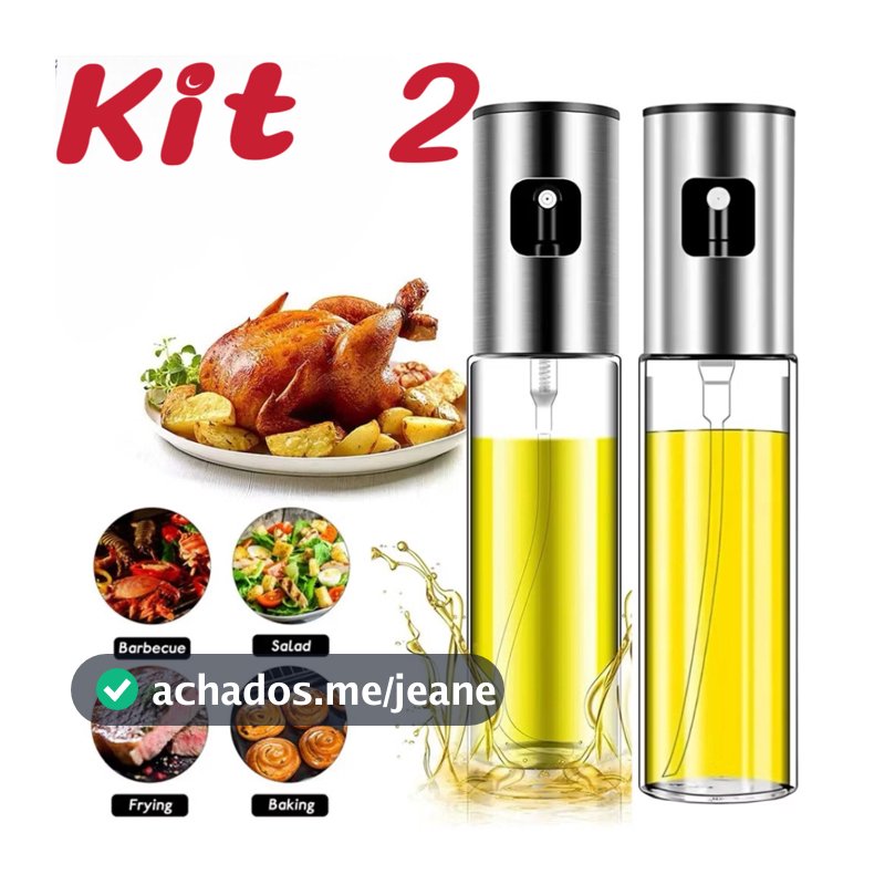 Kit 2 Spray Borrifador Azeite Vinagre Vidro 100ml   FANG