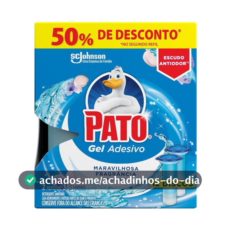 Desodorizador Sanitário Pato Gel Adesivo 2 Refis Marine 12 discos