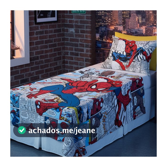 Lençol Cobre Leito Solteiro + Fronha Homem Aranha em Quadrinho | Cama Infantil Personagem Super Heró