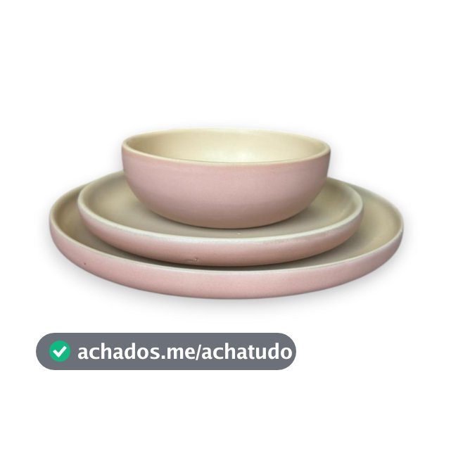 Aparelho de Jantar Rose com Marfim Rústico Cerâmica 12-18 Peças