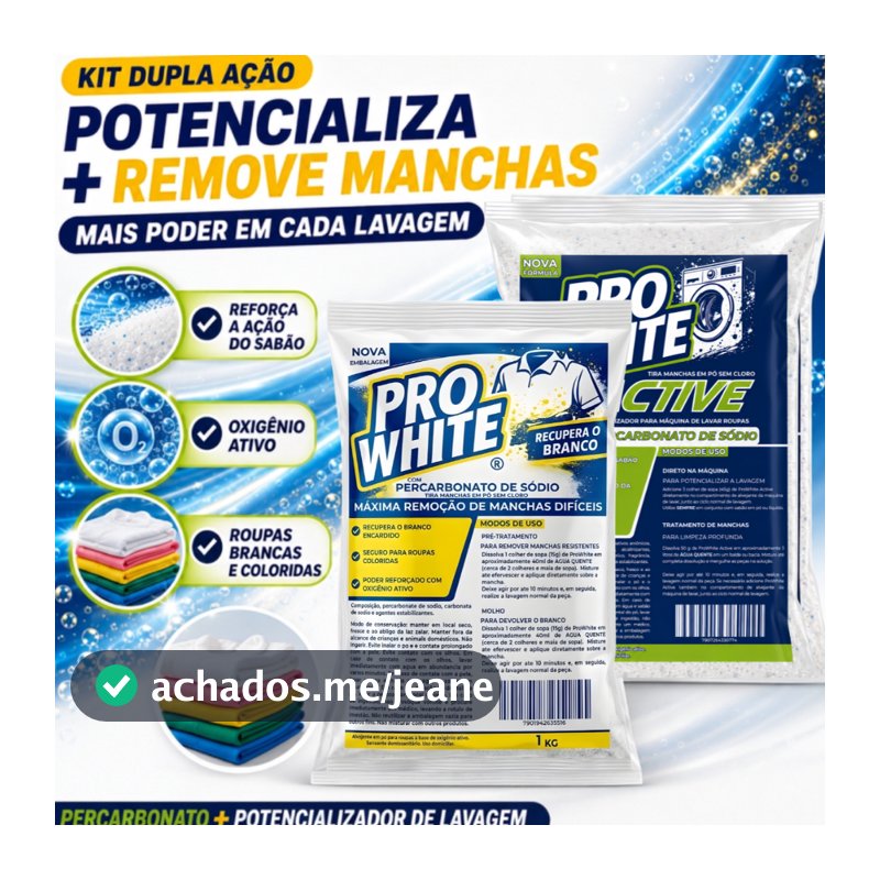 Kit 2 KG Potencializador Percarbonato + Percarbonato de Sódio Tira Manchas Branqueador