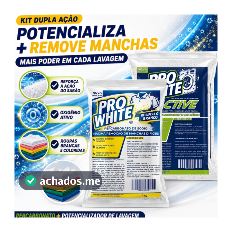 Kit 2 KG Potencializador Percarbonato + Percarbonato de Sódio Tira Manchas Branqueador