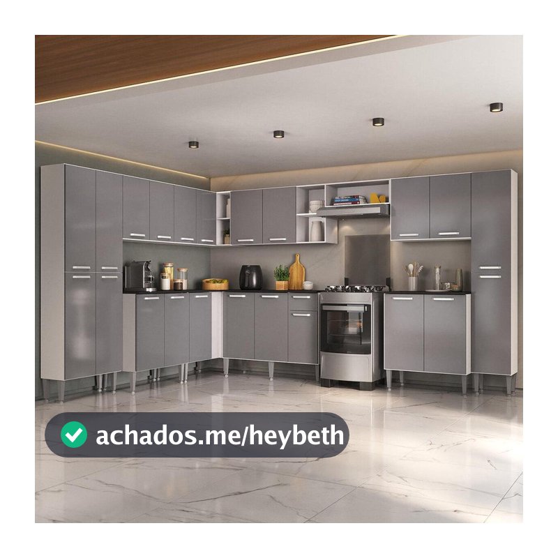 Armário Cozinha Modulada Completa de Canto 534cm Pequim Pop Multimóveis MP3771