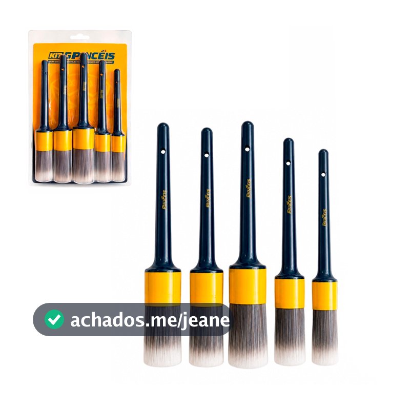 Kit 5 Pincéis Automotivo Detalhamento Interno Externo Carro