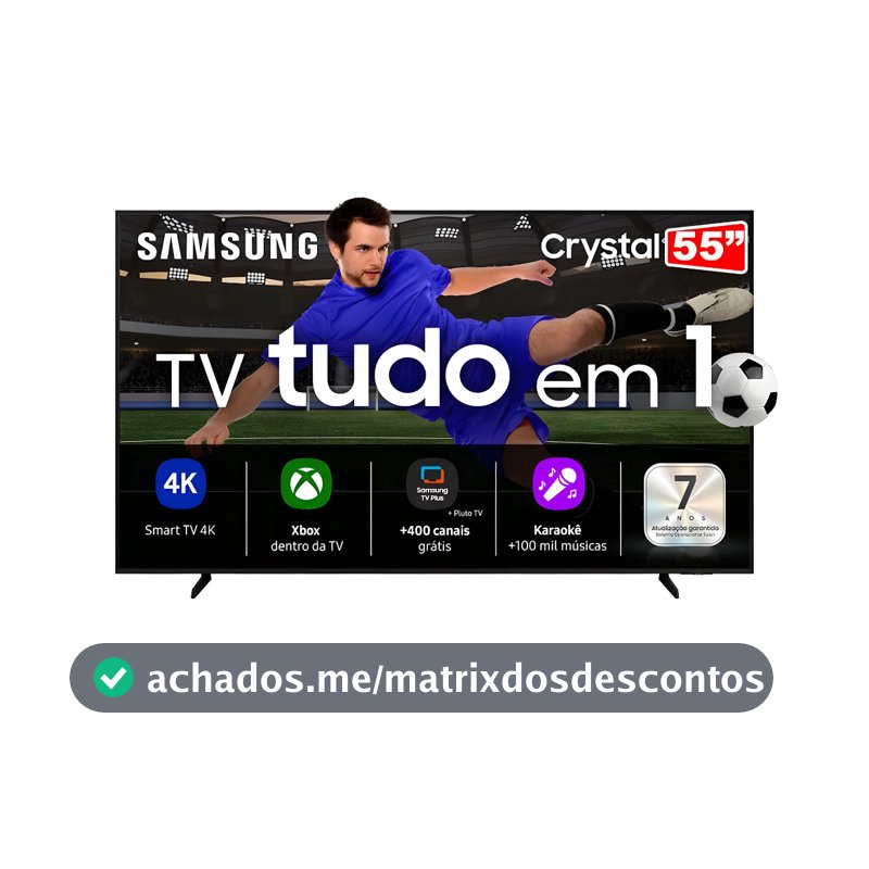 Smart Tv Samsung 55" Crystal LED UHD 4k Tizen HDR 130W
