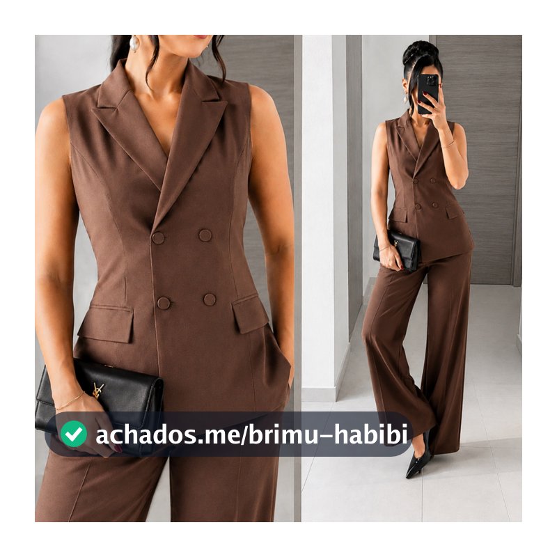 Conjunto Alfaiataria Transpassado Feminino Colete Longo Social Calça Pantalona Elegante Moda Executiva Premium Inverno