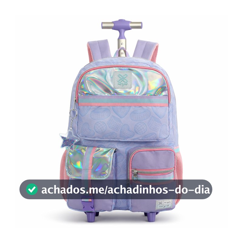 Mochila Rodinhas Escolar Utility Geométrico Juvenil Chaveiro