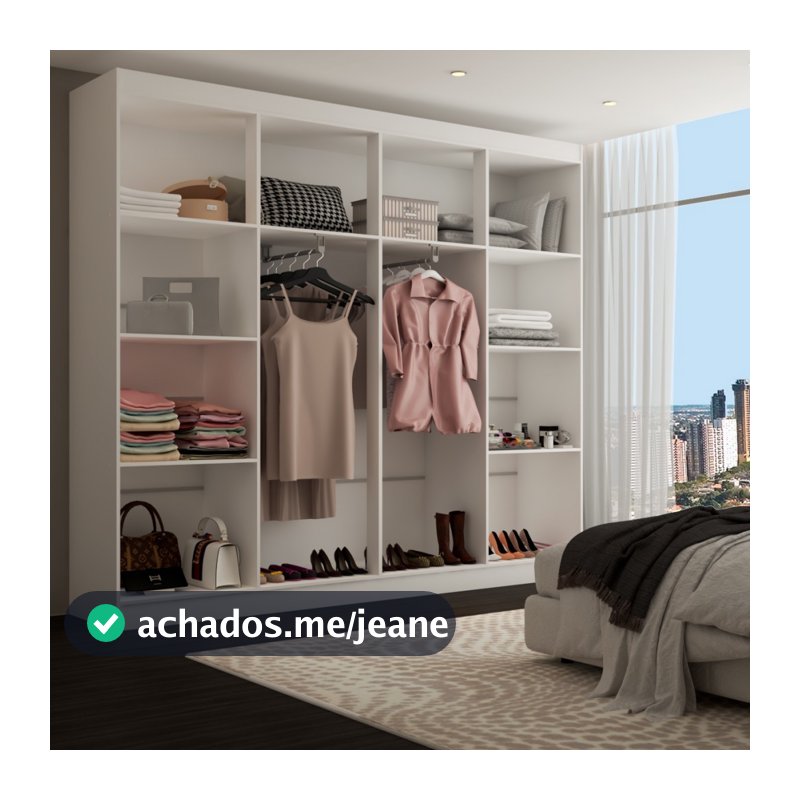 Closet Ele e Ela 8 Prateleiras Malbec Branco Fosco - Panorama Móveis