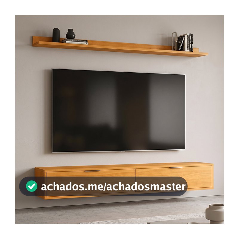 Rack Tv 65 Pol. Suspenso 160cm 2 Portas Lila Cinamomo Z49   - Mpozenato