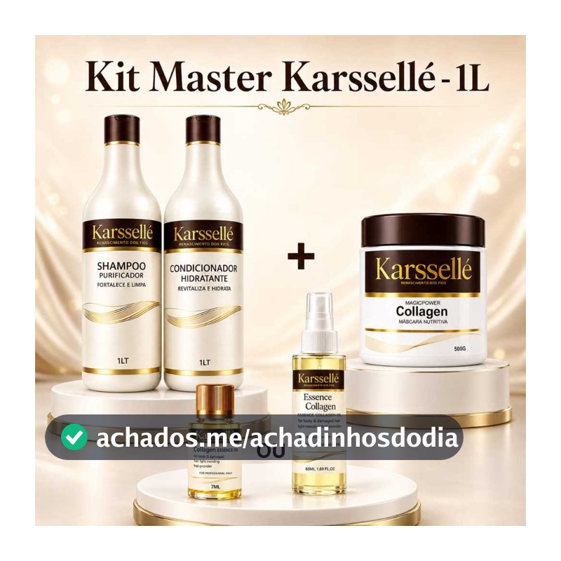 Kit Shampoo 1LT + Condicionador 1LT + Máscara 500g + Oleo 7ml OU 60ml - Karssellé