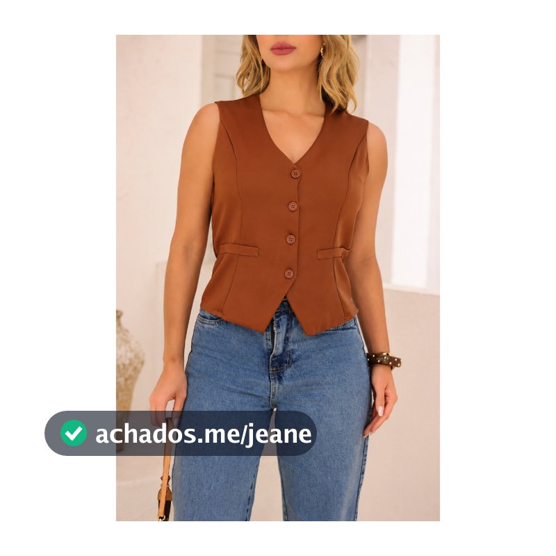 Colete Feminino Alfaiataria Gola V Acinturado 4 Botões Social Elegante Lançamento
