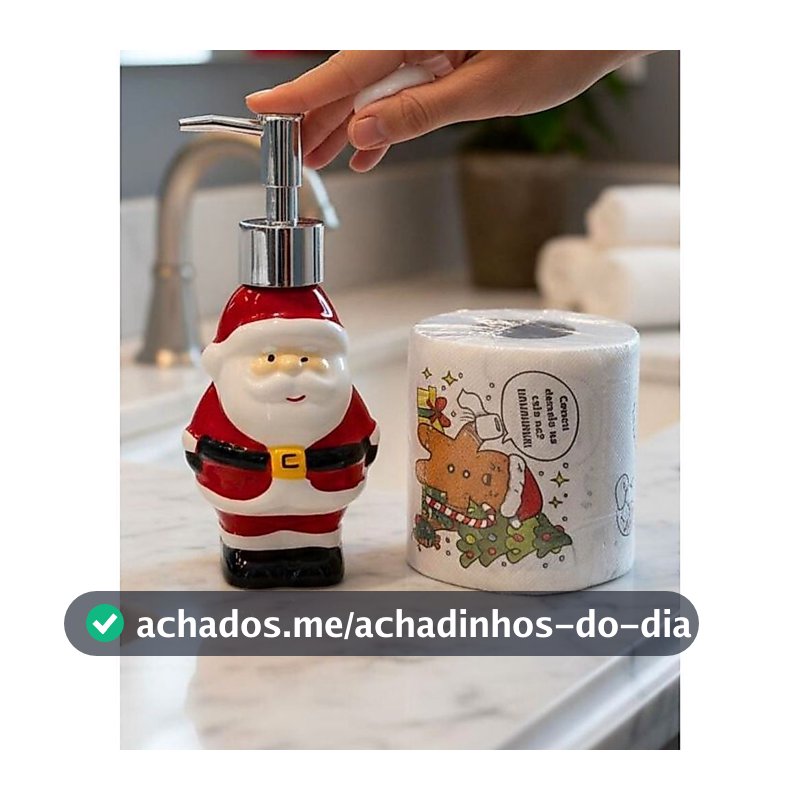 Enfeite de Natal Kit Banheiro Lavabo 2 Peças Porta Sabonete Escova Decorativo em Cerâmica