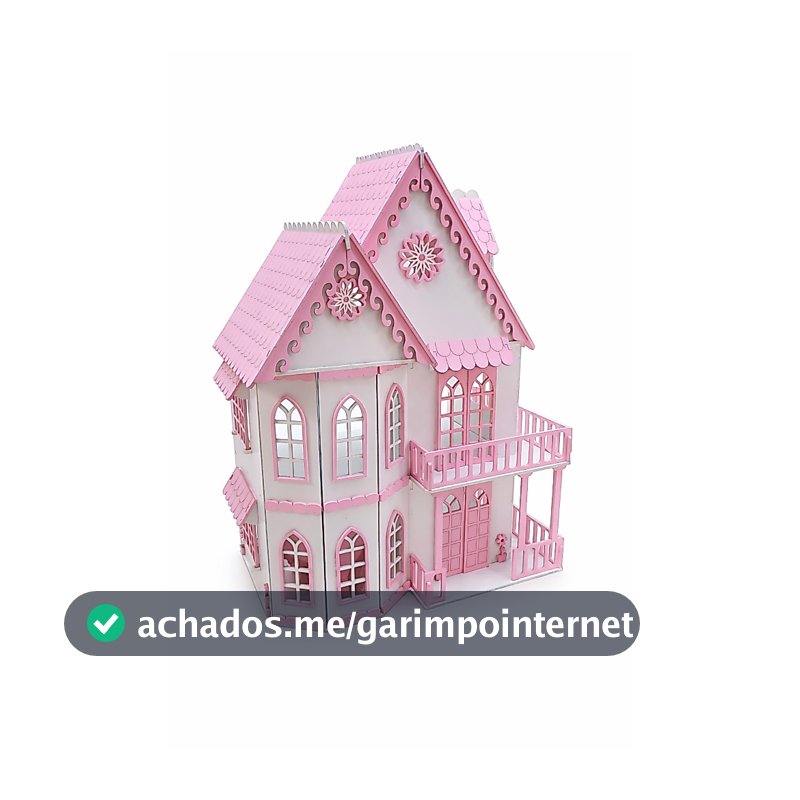 Casinha de Boneca MDF Rosa 3 Andares com Móveis | Portas e Janelas Abrem