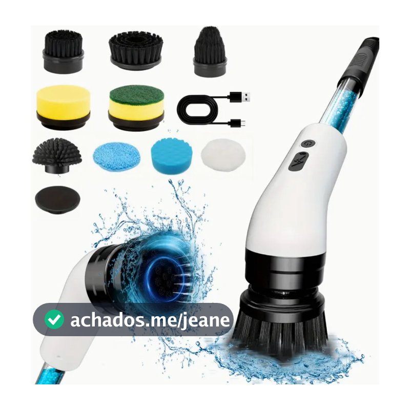 Escova De Limpeza Elétrica 9 em 1 Giratória Com Dispenser de Sabão Usb Multi Funções Acompanha Cabo Usb