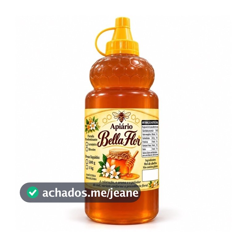 Mel de Laranjeira 1kg Apiário Bella Flor Nova Embalagem Bisnaga com Bico Dosador