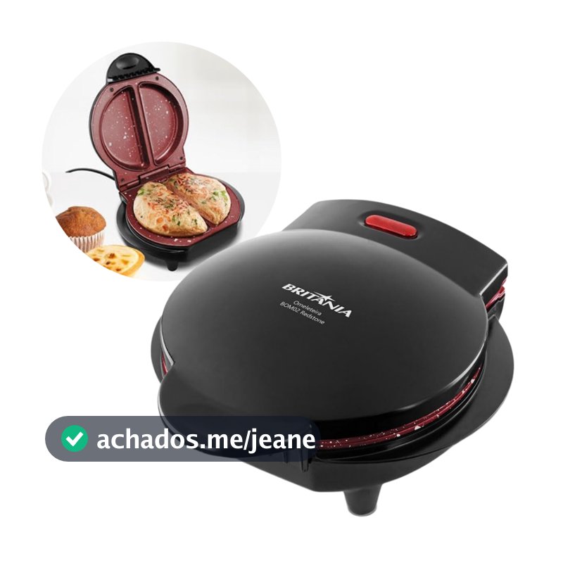 Omeleteira Britânia Antiaderente Redstone 750W BOM02P 127V -  Crepiocas, panquecas, pizzas, muffins