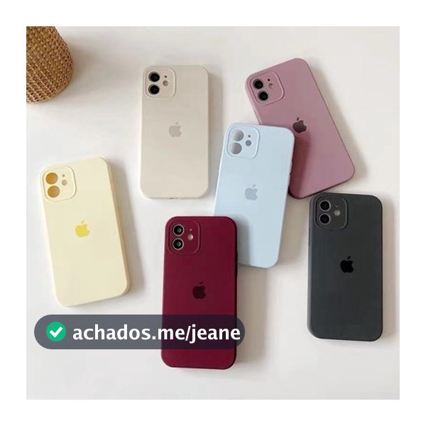 Capa Silicone Aveludada Fechada Proteção Câmera Compatível iPhone 11/ 12/ 13/ XR/ 7/8 plus
