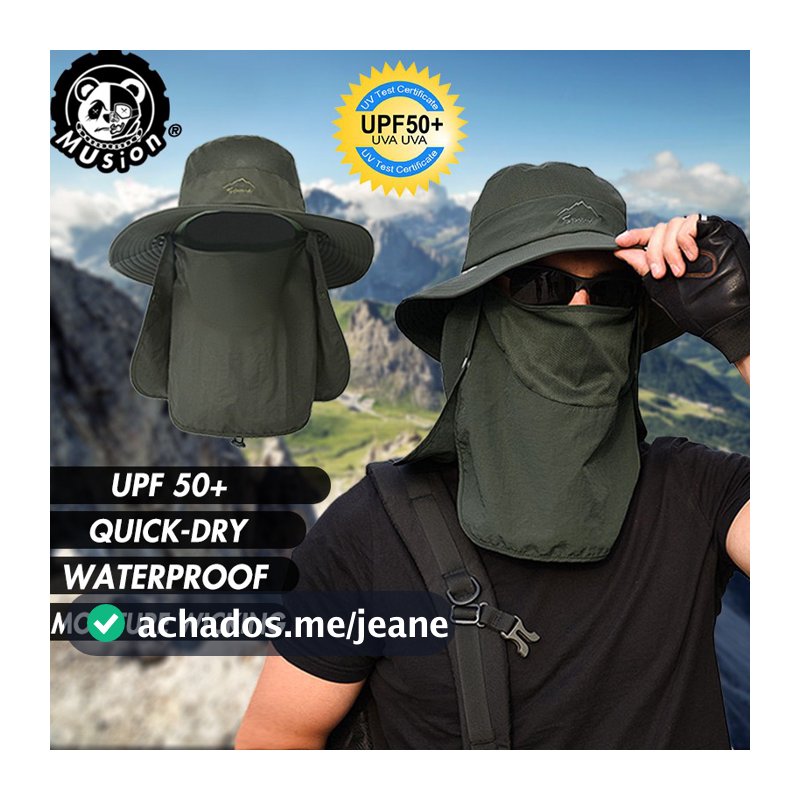 Musion Chapéu de Pesca UPF 50 Chapéu Pescador com Proteção Solar Removível à Prova de UV para Pesca Ao Ar Livre