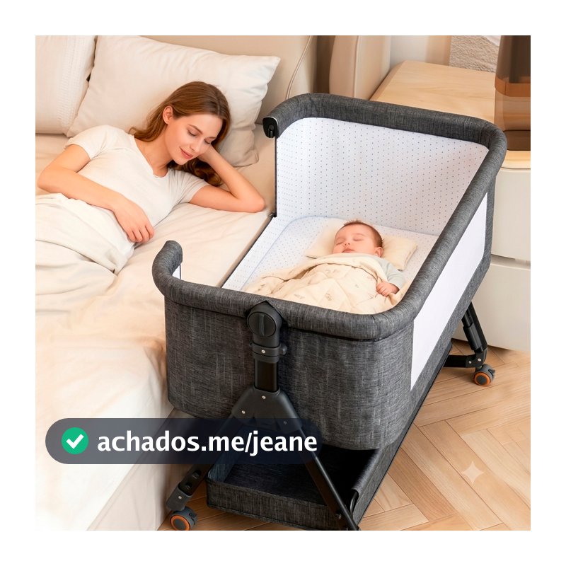 Berço Portatil Moises Americano Acoplado Bebe Com Balanço e Mosqueteiro