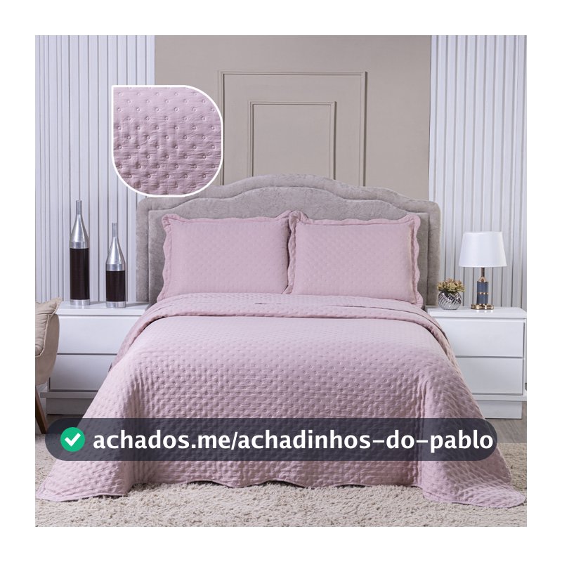 Kit Colcha Casal Cobre Leito 400 Fios Dupla Face Queen e King e Porta Travesseiro Americano 3 Peças