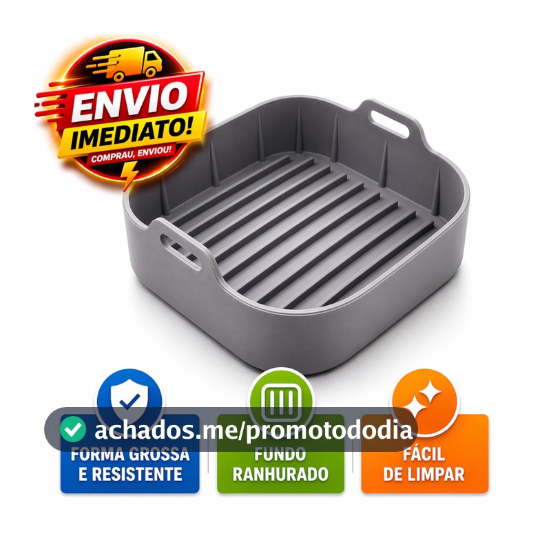 Forma de Silicone Para Air Fryer Quadrada Grossa Resistente 20x20 Antiaderente Silicone Premium