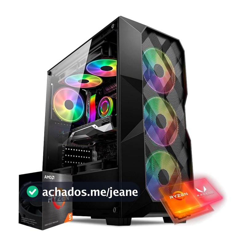 PC Gamer Ryzen 5 5500 RTX 3050 6GB 16GB RAM SSD 500GB Fonte 500W Gabinete Gamer RGB com Fans