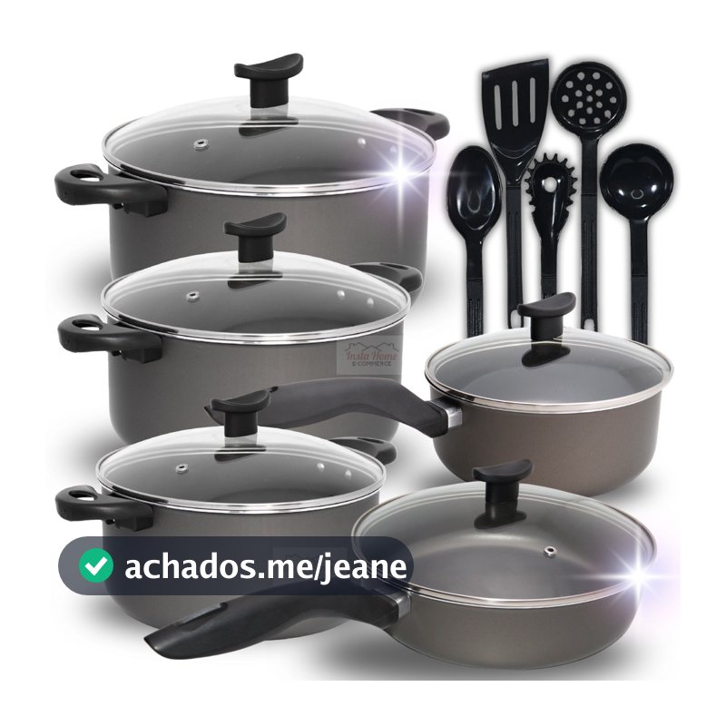 Jogo de Panelas Caçarolas GRANDE 10 Peças Antiaderente Teflon Premium Frigideira grande Turbinadão