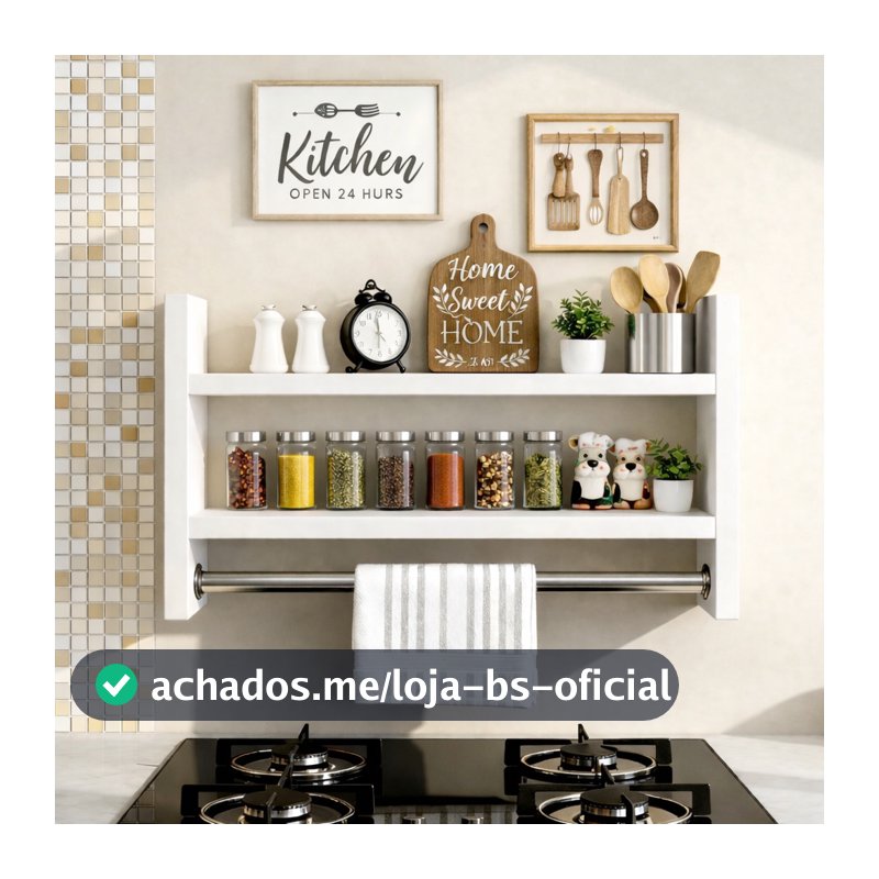 Prateleira de Cozinha Organizador Suspenso Porta Temperos Nicho Com Suporte Para Pano De Prato